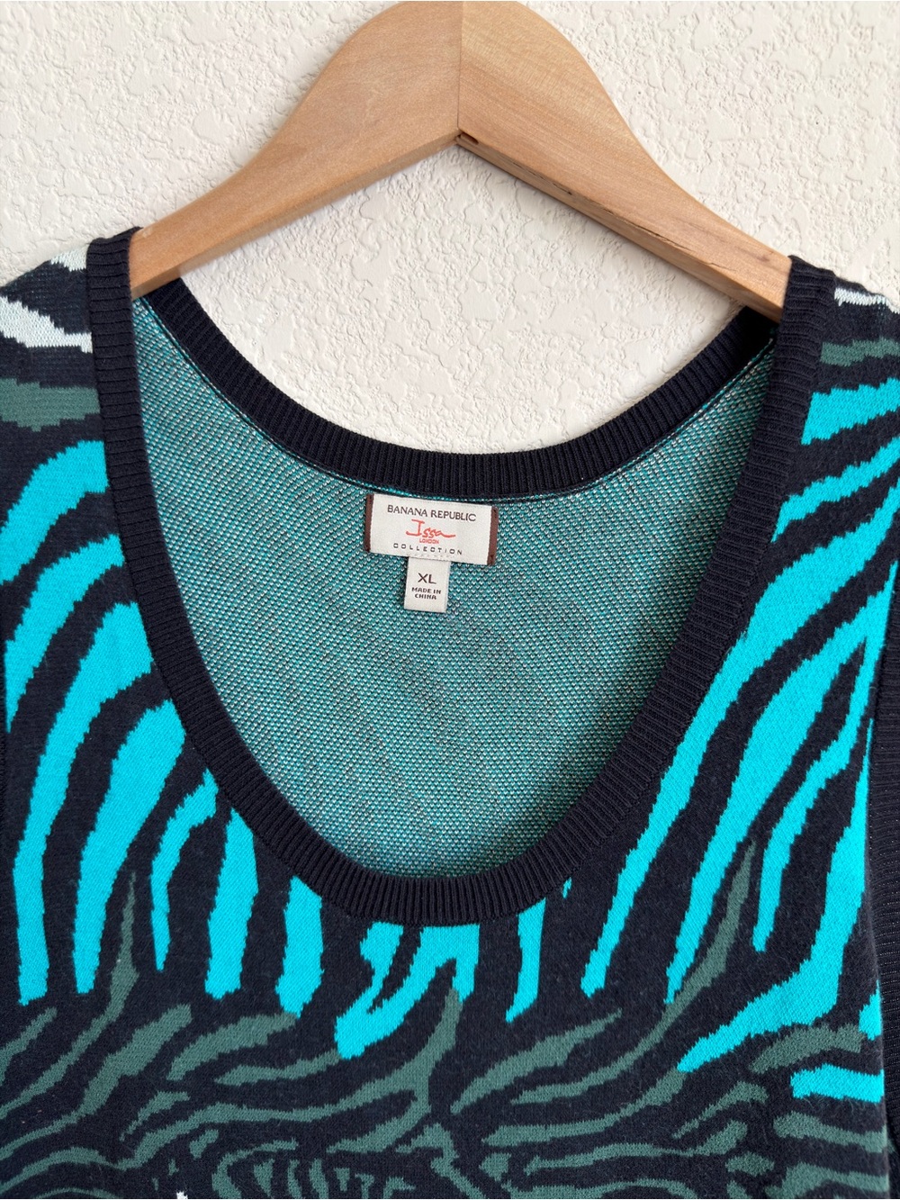 Banana Republic Issa London Collection Zebra Viscose Knit Tank Dress XL Teal - Picture 8 of 14